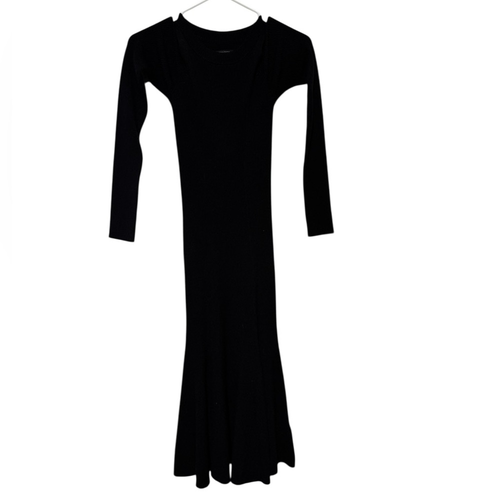 All Saints Yasmin Dress Size M Cold Shoulder Ribbed Knit Cozy Fall Winter Classy